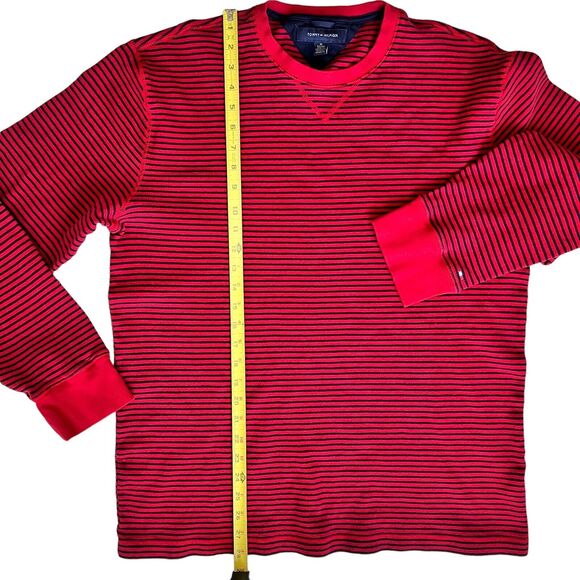 Tommy Hilfiger Cotton Knit Sweater Men's XL Red Navy Blue Stripe Y2K 90s Classic - Picture 4 of 16